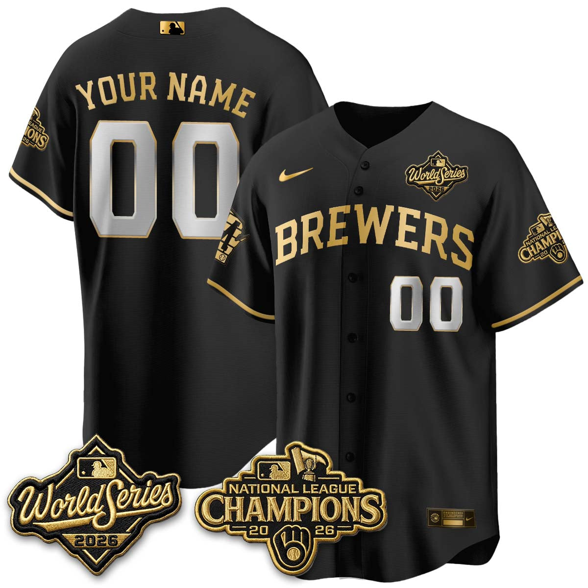 Milwaukee Brewers 2026 NL Champions Custom Vapor Jersey - Stitched-NQD