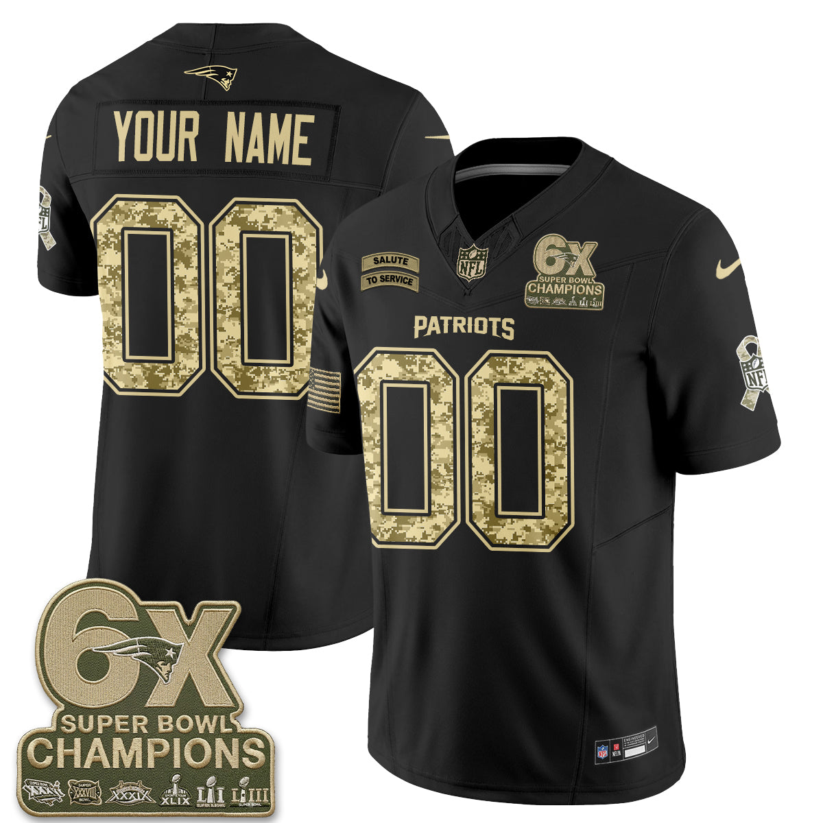 New England Patriots 2026 Salute to Service Vapor Custom Jersey V2- Stitched