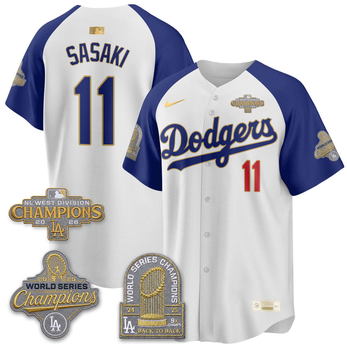 Los Angeles Dodgers 2026 NL West Champs Gold Vapor Jersey- Stitched