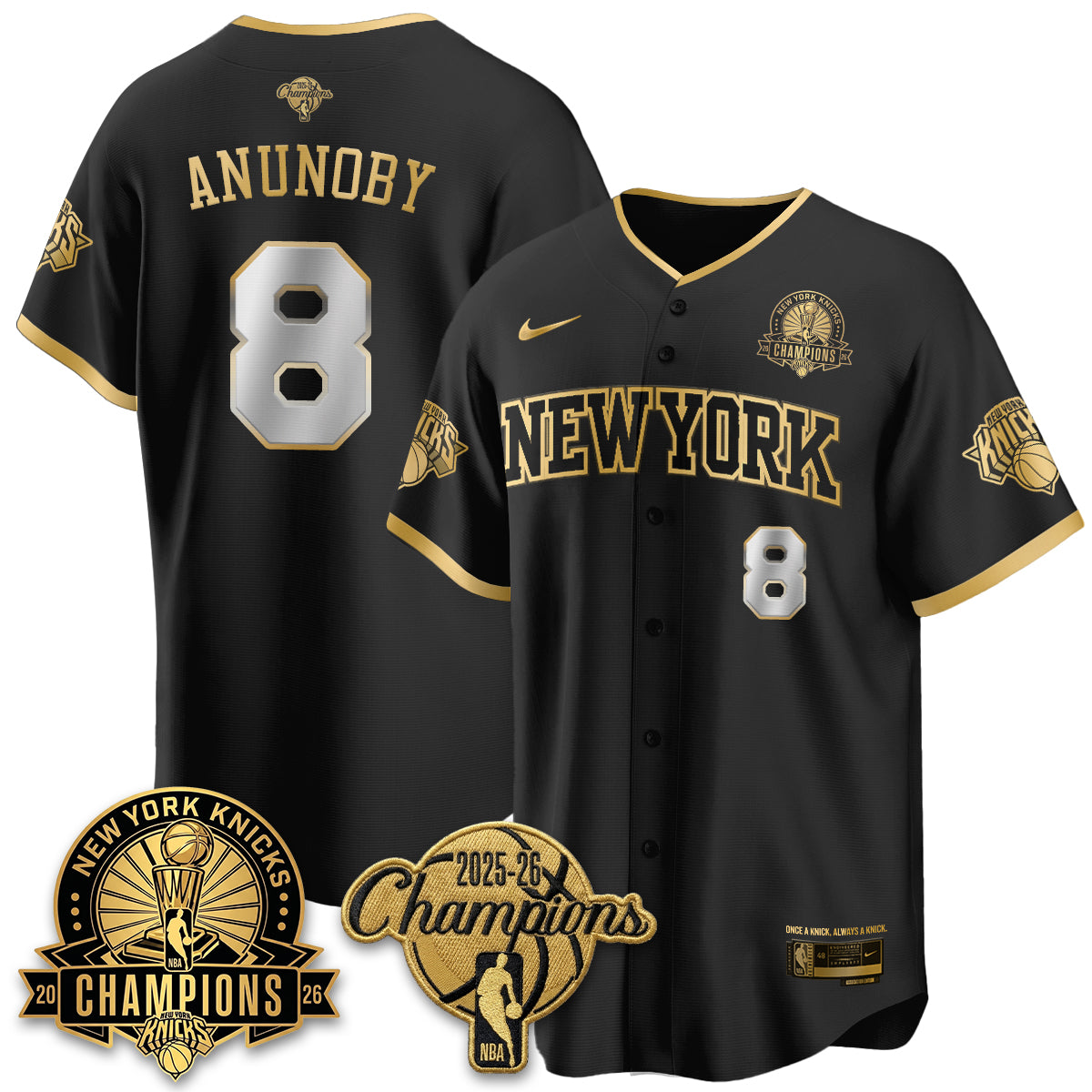 New York Knicks 2026 NBA Champions Cream Baseball Edition Vapor Jersey - Stitched