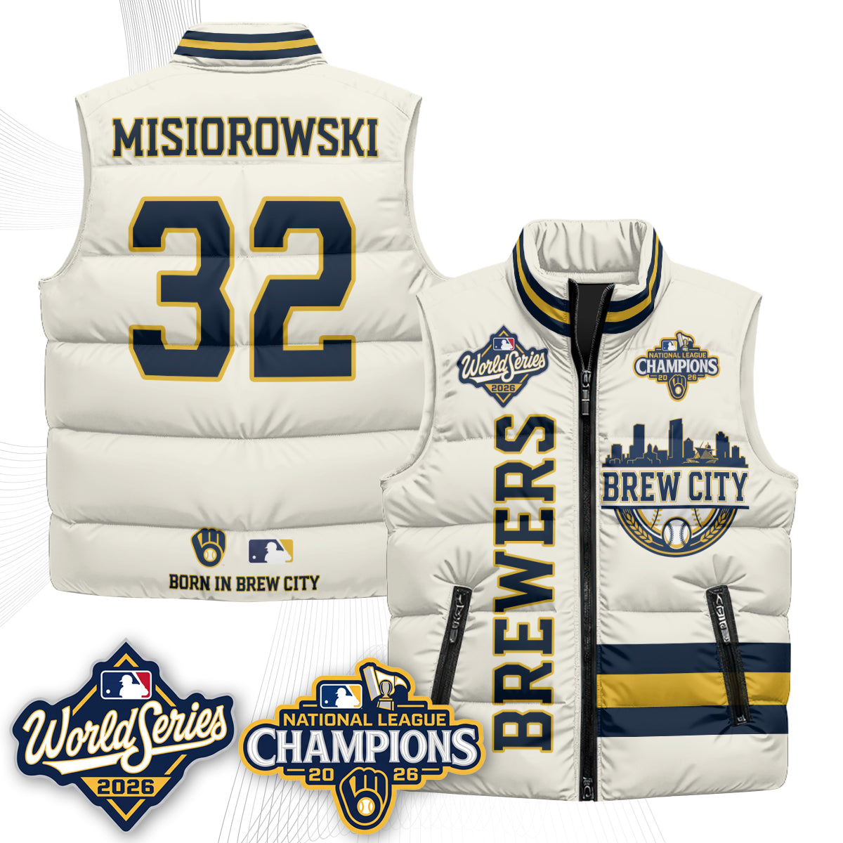 Milwaukee Brewers 2026 NL Champions Puffer Vest - Printed