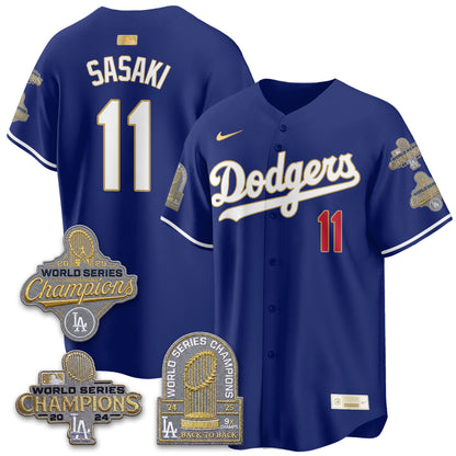 LAD Gold Collection Stadium Vapor Limited Jersey - Back to Back 9x Champs - Stitched
