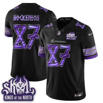 Minnesota Vikings Fangear Edition Warrior Skol Patch Vikings Font Vapor Jersey - Stitched