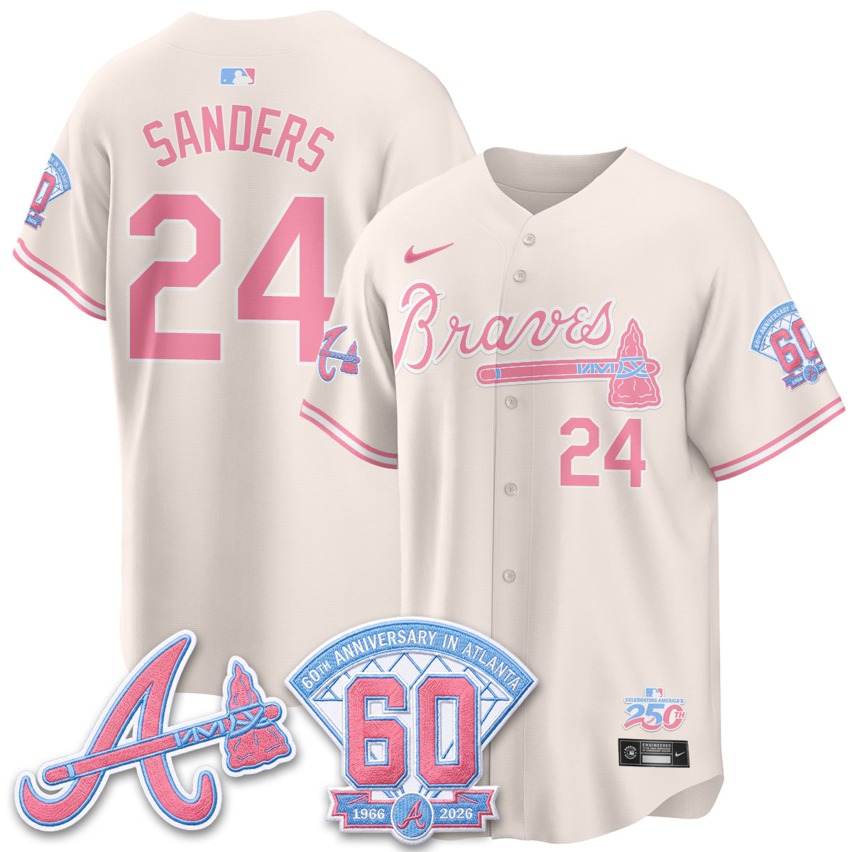 Atlanta Braves x Bubblegum Vapor Jersey - Stitched