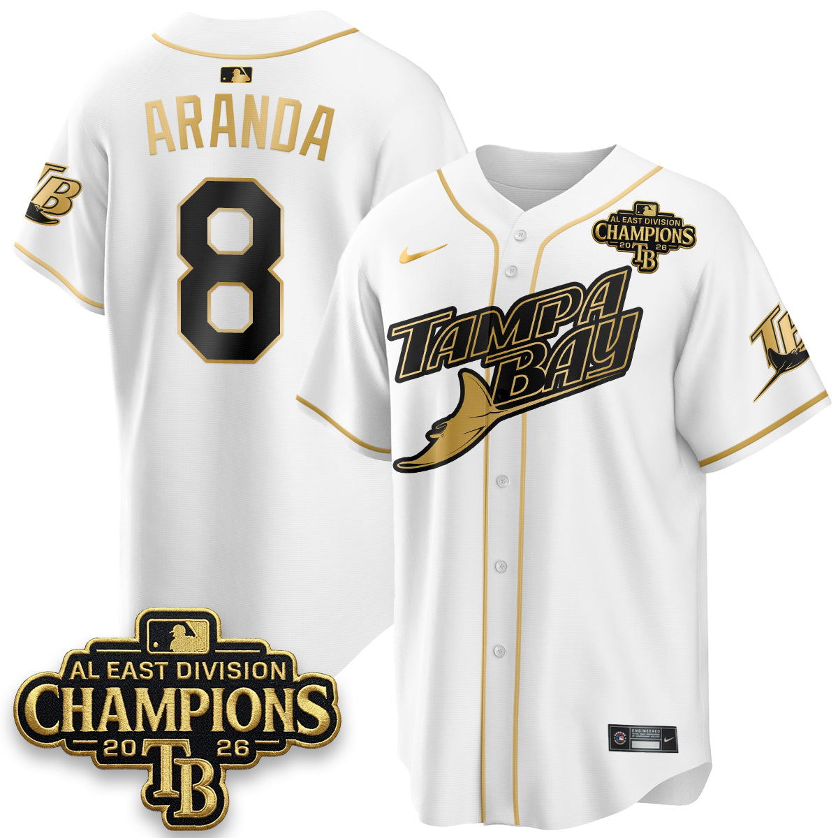 Tampa Bay Rays 2026 AL East Champs Gold Edition Vapor Jersey - Stitched-NQD