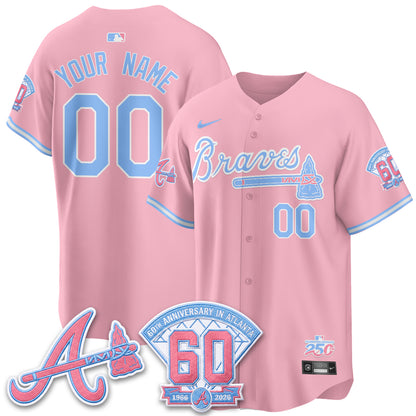 Atlanta Braves x Bubblegum Vapor Custom Jersey - Stitched