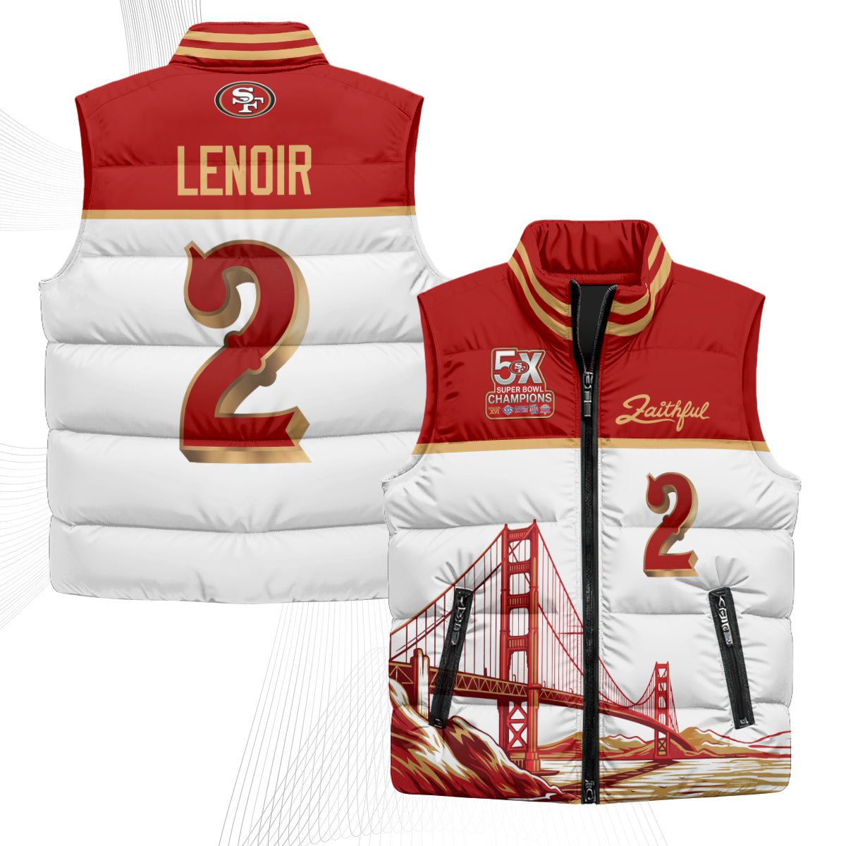 San Francisco 49ers Faithful Puffer Vest - Printed