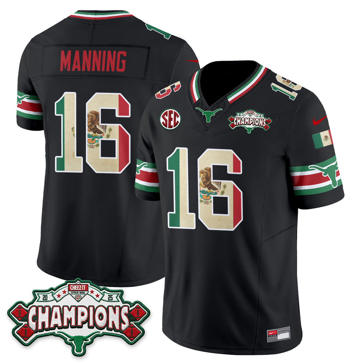 Texas Longhorns Mexico Edition Vapor Jersey - Stitched-NQD