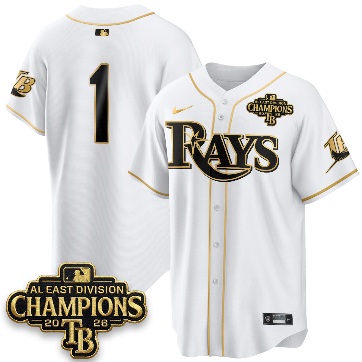 Tampa Bay Rays 2026 AL East Champs Gold Edition Vapor Jersey - Stitched-NQD