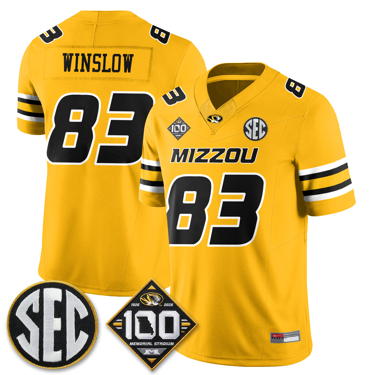 Missouri Tigers 100th Anniversary of Memorial Stadium Vapor Jersey - Stitched