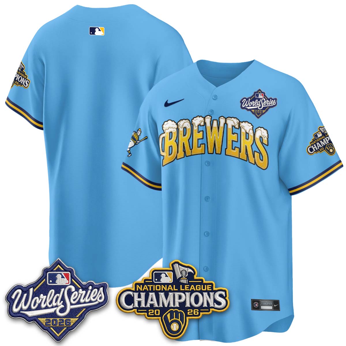 Milwaukee Brewers "Pitcher & Pint" WS26 & 2026 NL Champions Vapor Jersey - Stitched (V2)