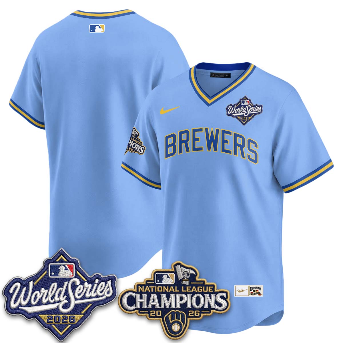 Milwaukee Brewers 2026 NL Champions Throwback Jersey - Stitched