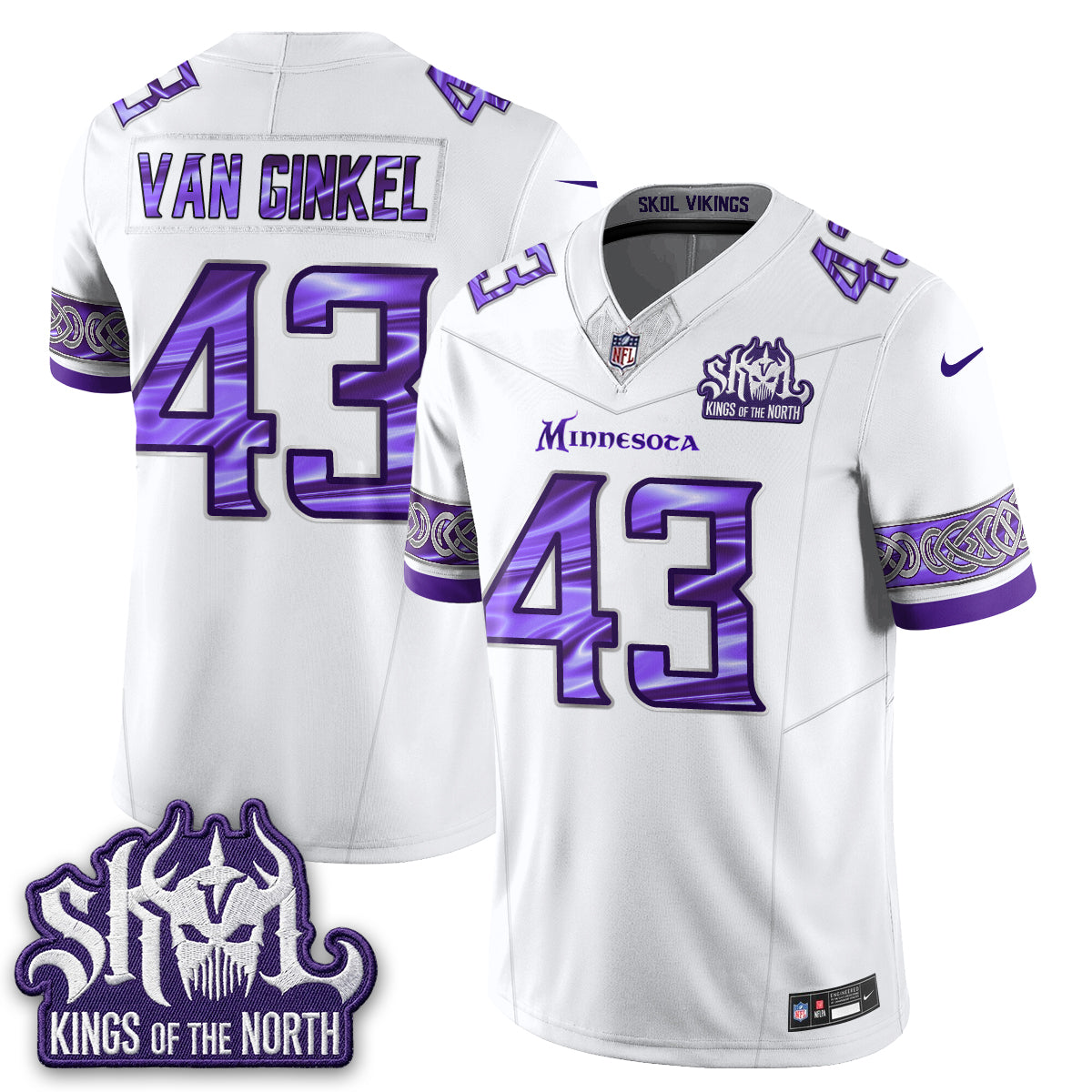 Minnesota Vikings Fangear Edition Warrior Skol Patch Vapor Jersey - Stitched