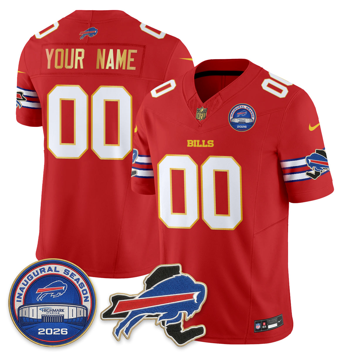 Buffalo Bills 2026 Gold Trim Edition Vapor Custom Jersey - Stitched