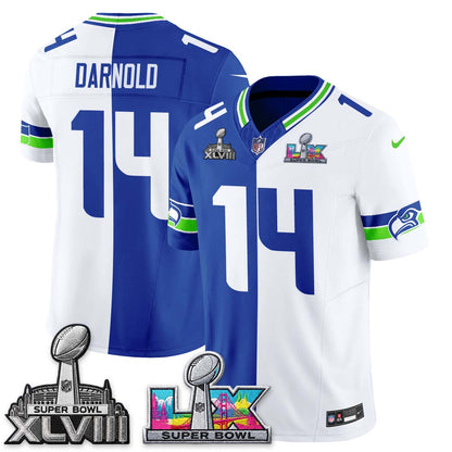 Seattle Seahawks Throwback 2 SB Patches Vapor Jersey - Stitched-NQD