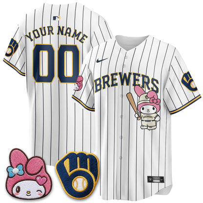Milwaukee Brewers x Pink Sanrio Friend Edition Vapor Custom Jersey - Stitched