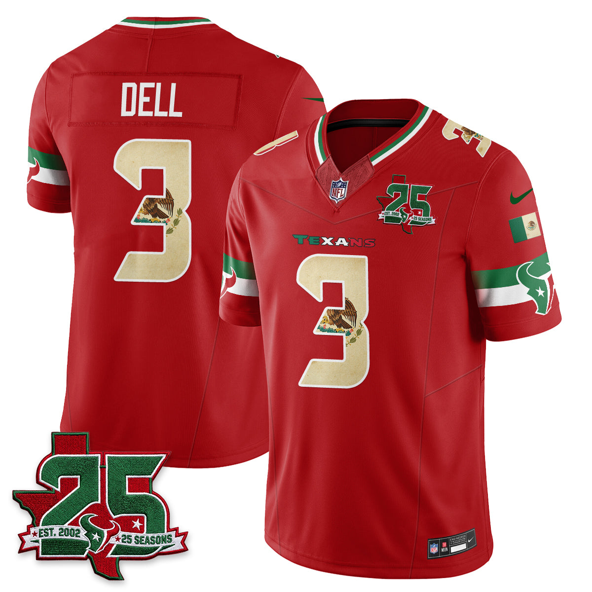 Houston Texans 25 Seasons Mexico Style Vapor Jersey - Stitched