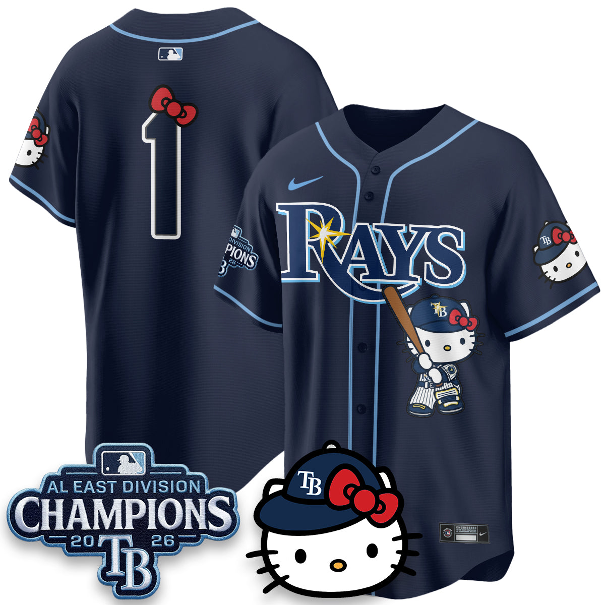 Tampa Bay Rays x Meow KT 2026 AL East Champs Vapor Jersey - Stitched-NQD