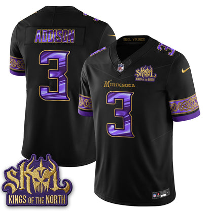 Minnesota Vikings Fangear Edition Warrior Skol Patch Vapor Jersey - Stitched
