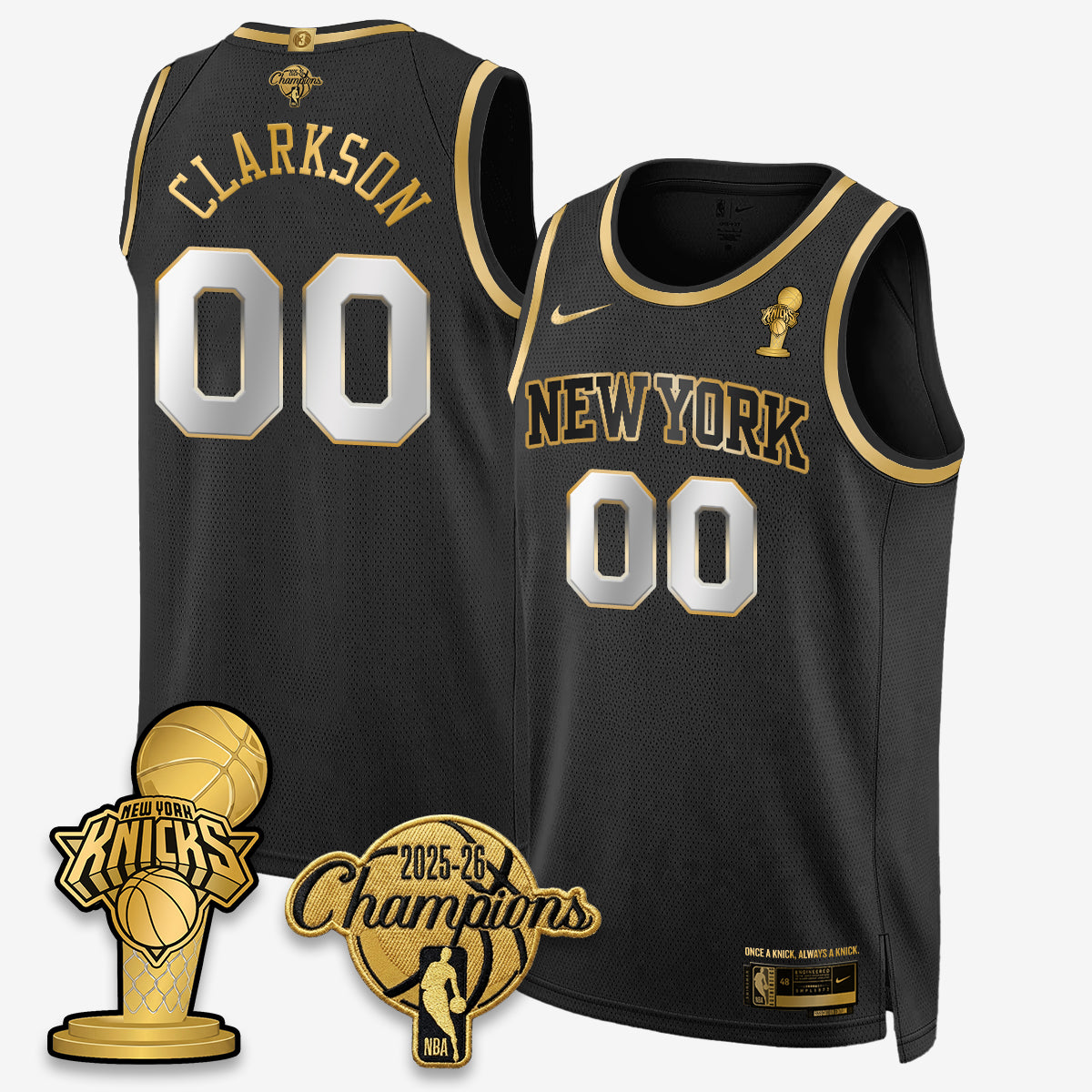 New York Knicks 2026 NBA Champions Gold Edition Vapor Jersey - Stitched