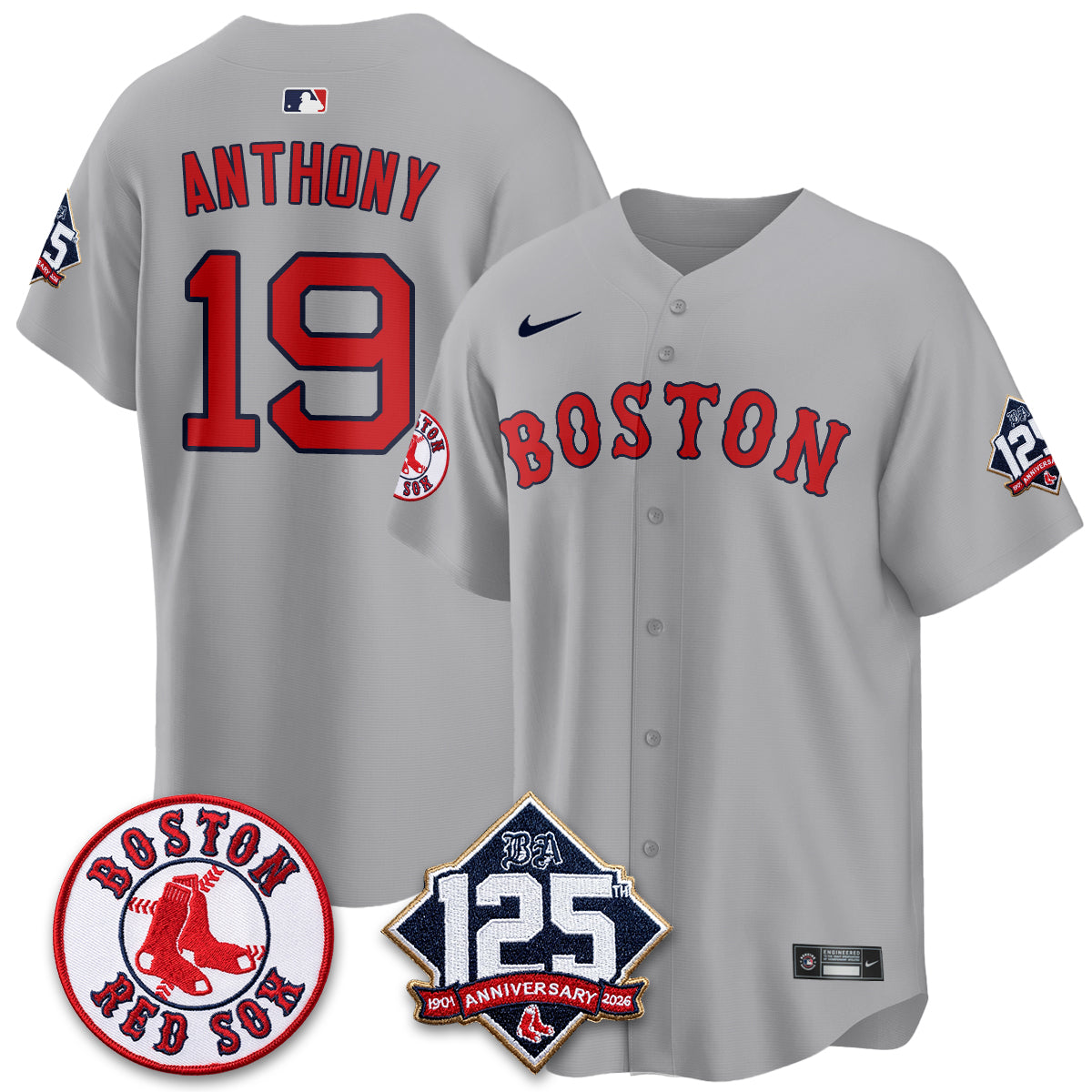 Boston Red Sox 125th Anniversary Patch Vapor Jersey - Stitched