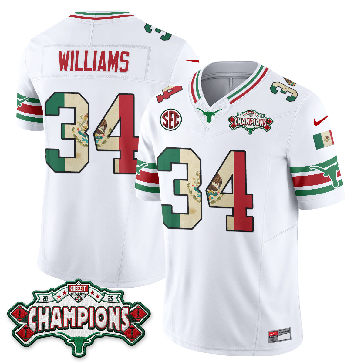 Texas Longhorns Mexico Edition Vapor Jersey - Stitched-NQD