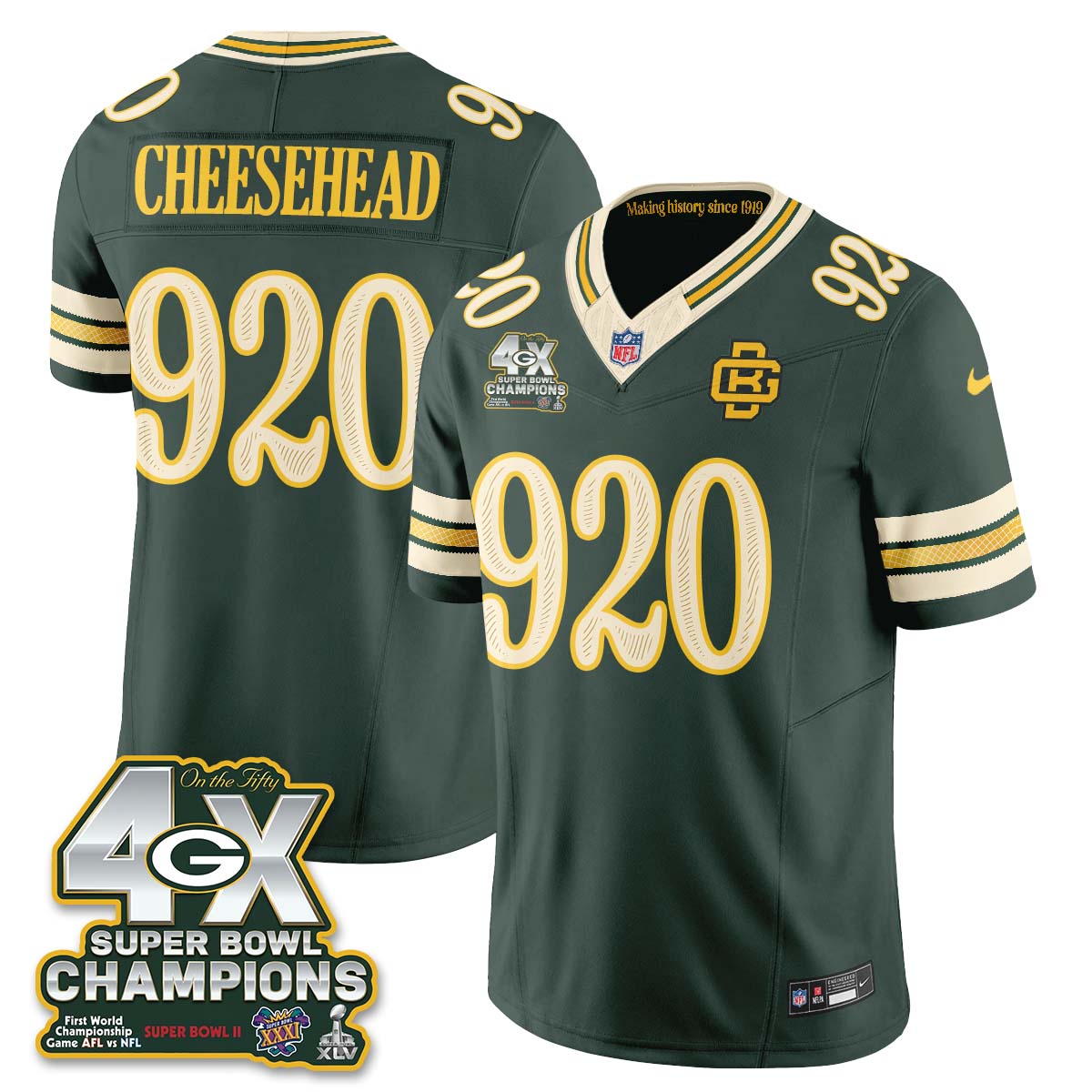 Green Bay Packers 2026 Rivalries 4X Champs Vapor Jersey - Stitched