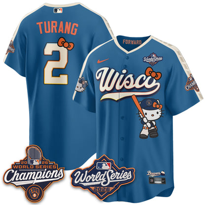 Milwaukee Brewers 2026 WS Champions x Meow KT Vapor Jersey - Stitched