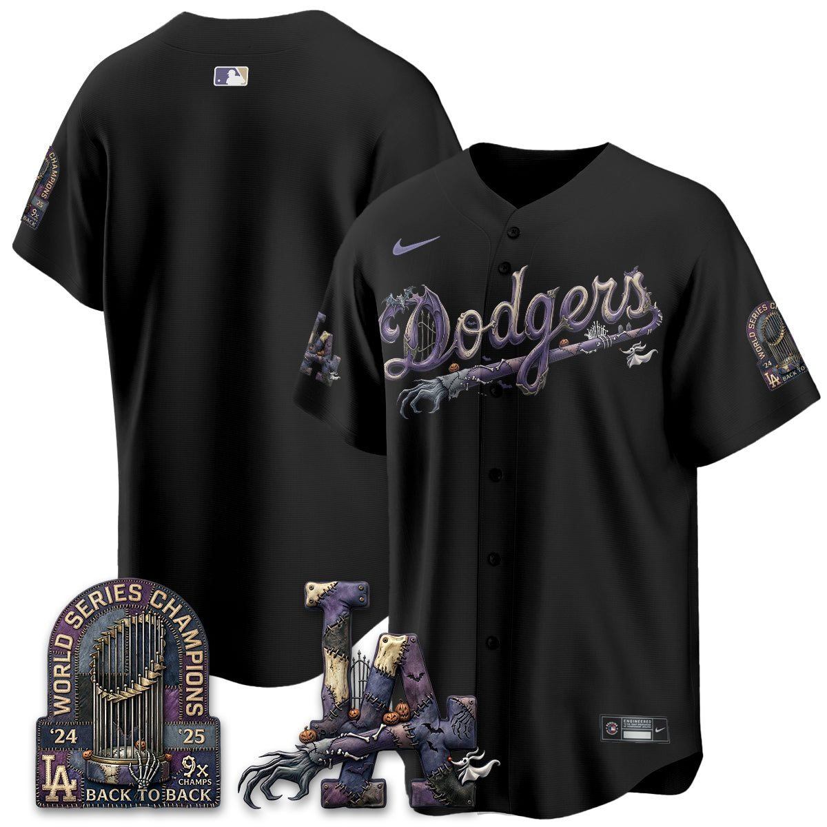 Los Angeles Dodgers Nightmare Edition Vapor Jersey - Stitched