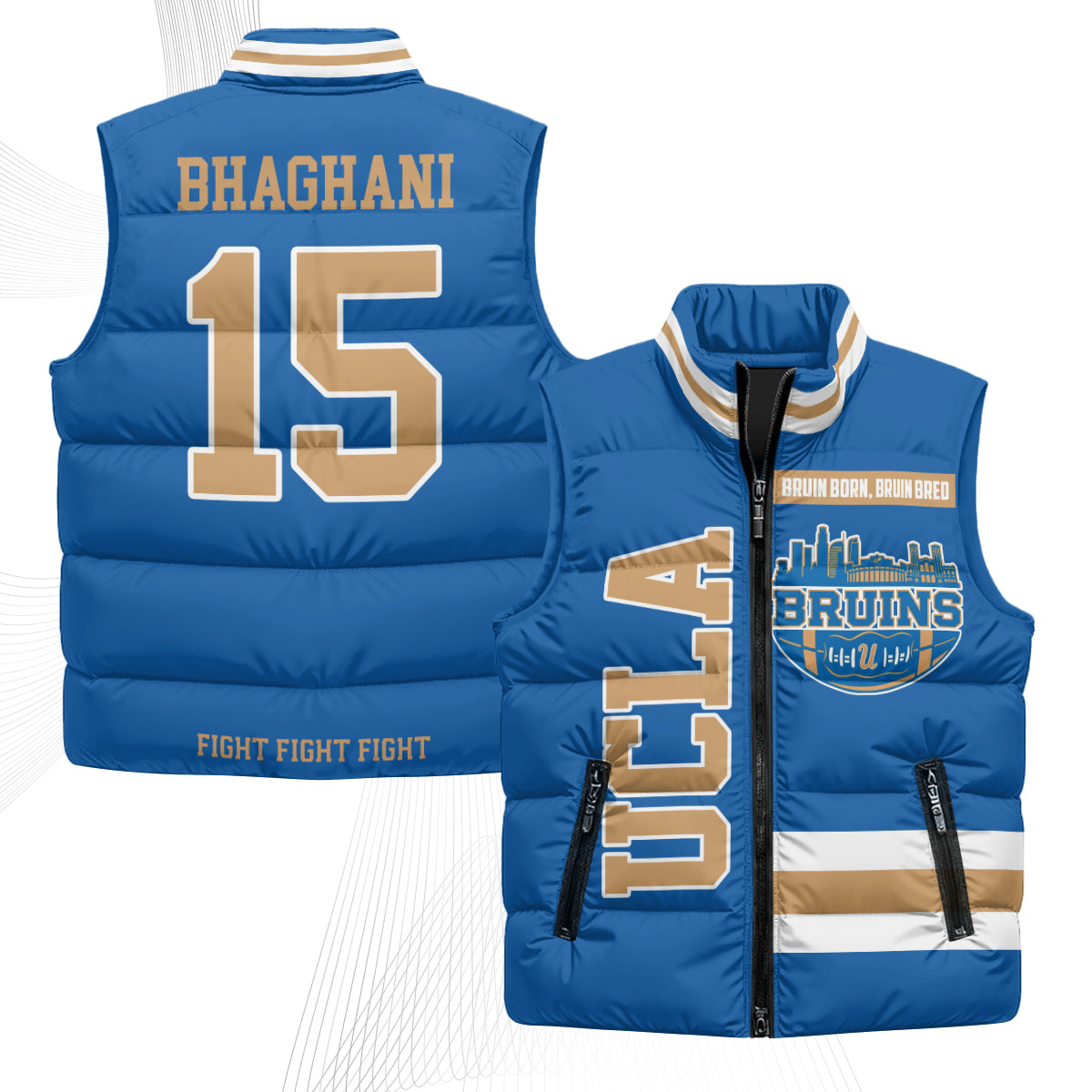 UCLA Bruins Fight Fight Fight Puffer Vest - Printed