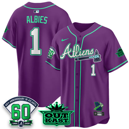 Atlanta Braves x Atliens Cool Base Galaxy Version Jersey - Stitched