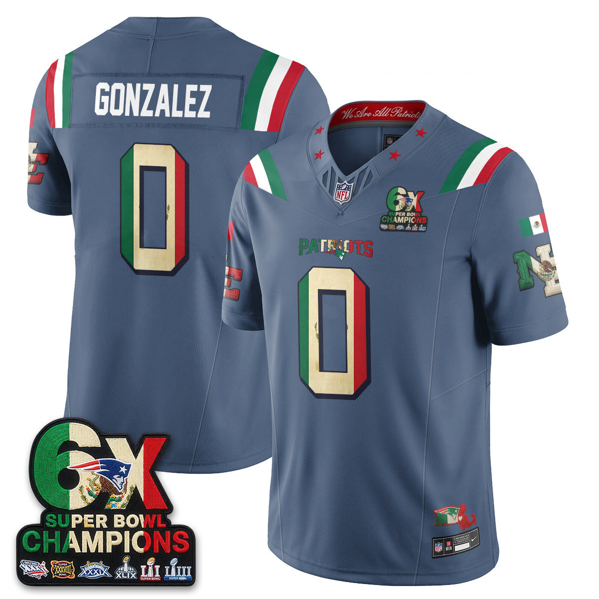 New England Patriots Mexico Edition Vapor Jersey - Stitched