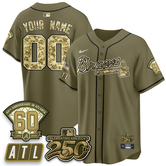 Atlanta Braves Salute to Service 2026 Vapor Limited Custom Jersey - All Stitched
