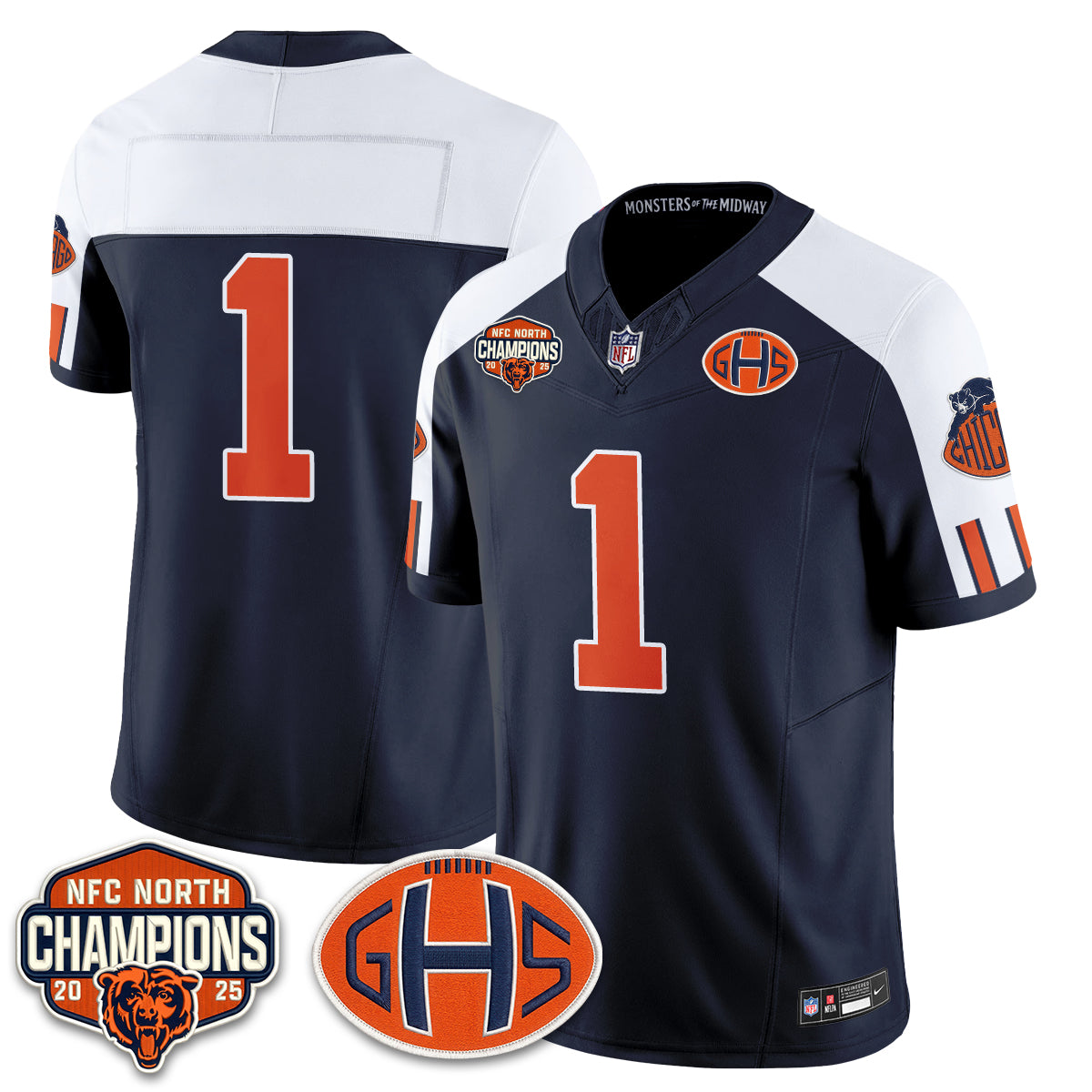 Chicago Bears 2026 Rivalries Split Edition Vapor Jersey - Stitched