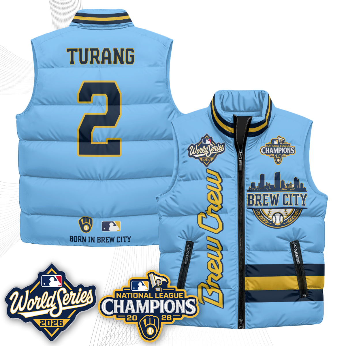 Milwaukee Brewers 2026 NL Champions Puffer Vest - Printed
