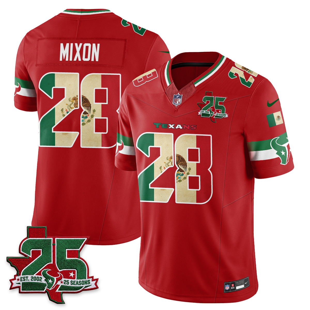 Houston Texans 25 Seasons Mexico Style Vapor Jersey - Stitched
