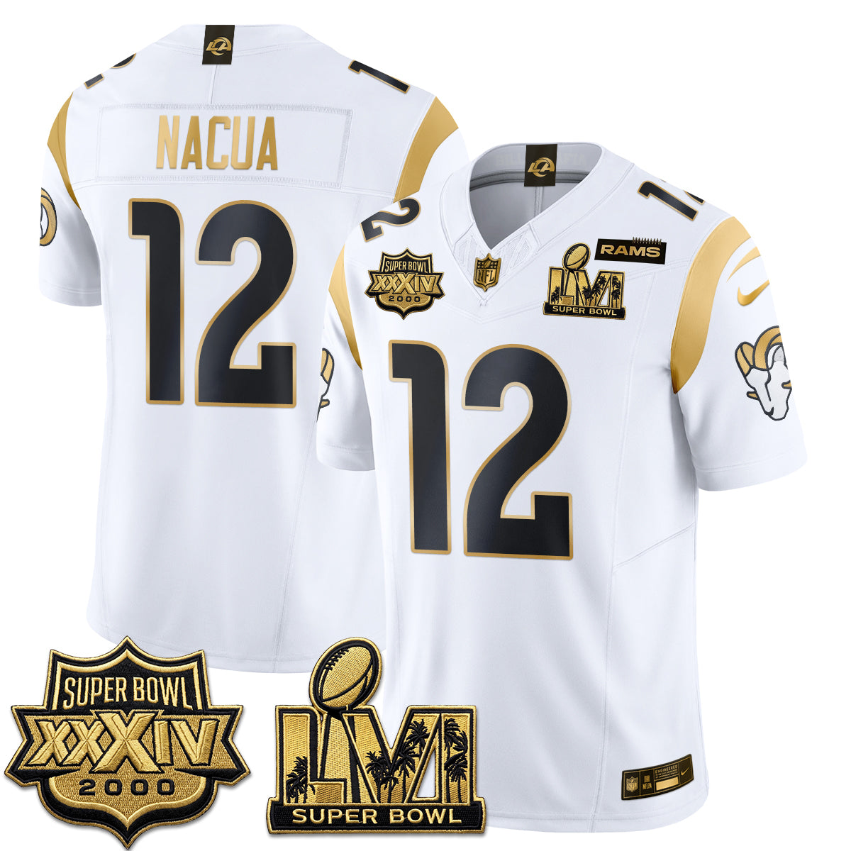 Los Angeles Rams SBowl Champs Gold Vapor Jersey - Stitched