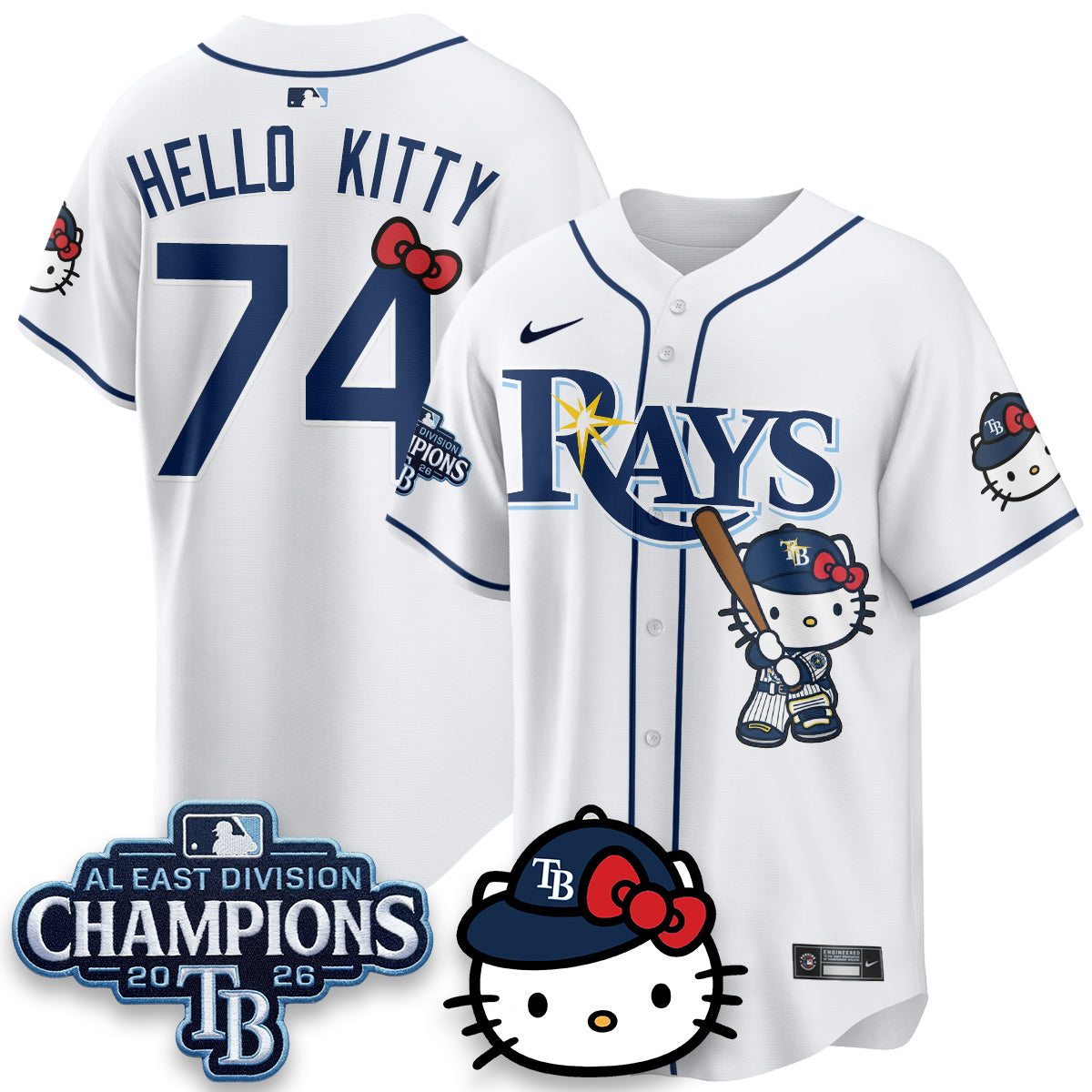 Tampa Bay Rays x Meow KT 2026 AL East Champs Vapor Jersey - Stitched-NQD