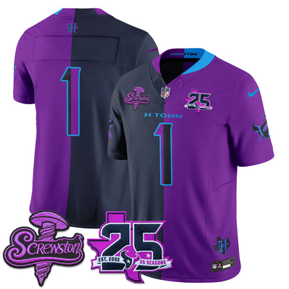 Houston Texans DJ Screw Split Vapor Jersey - Stitched