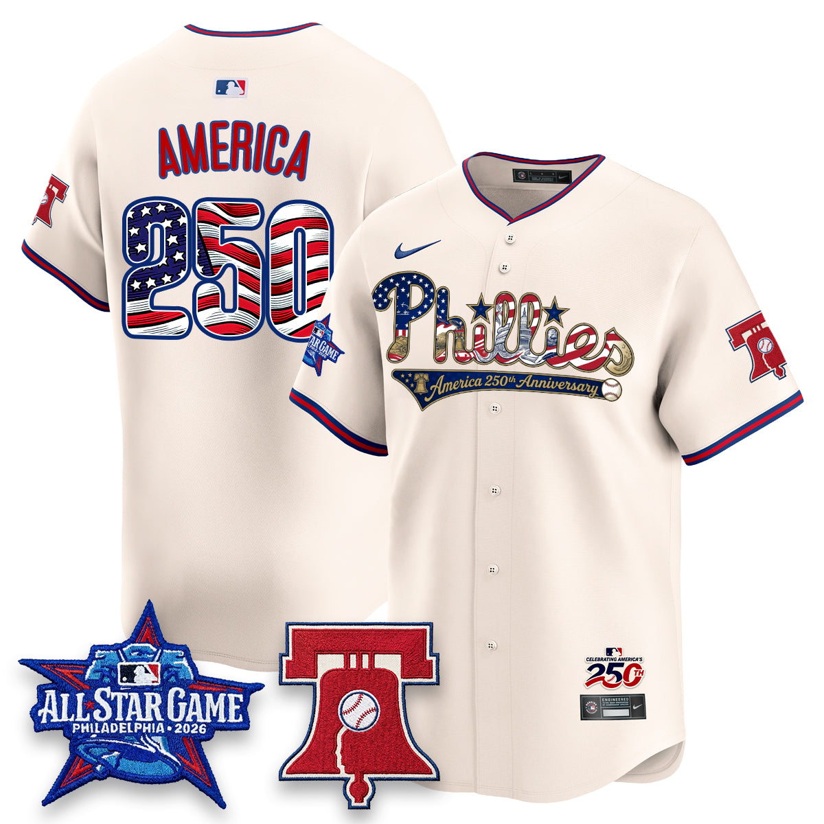 Philadelphia Phillies 2026 Independence Day USA Vapor Limited Jersey - Stitched