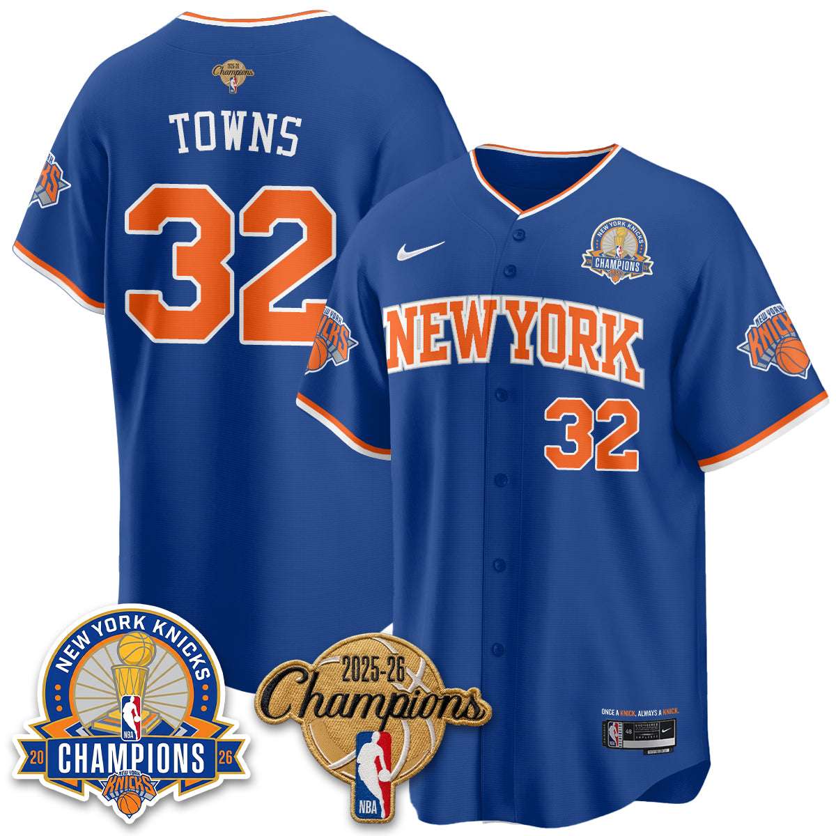 New York Knicks 2026 NBA Champions Cream Baseball Edition Vapor Jersey - Stitched