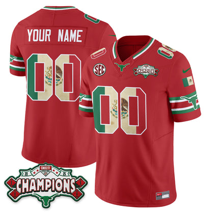 Texas Longhorns Mexico Edition Vapor Custom Jersey - Stitched