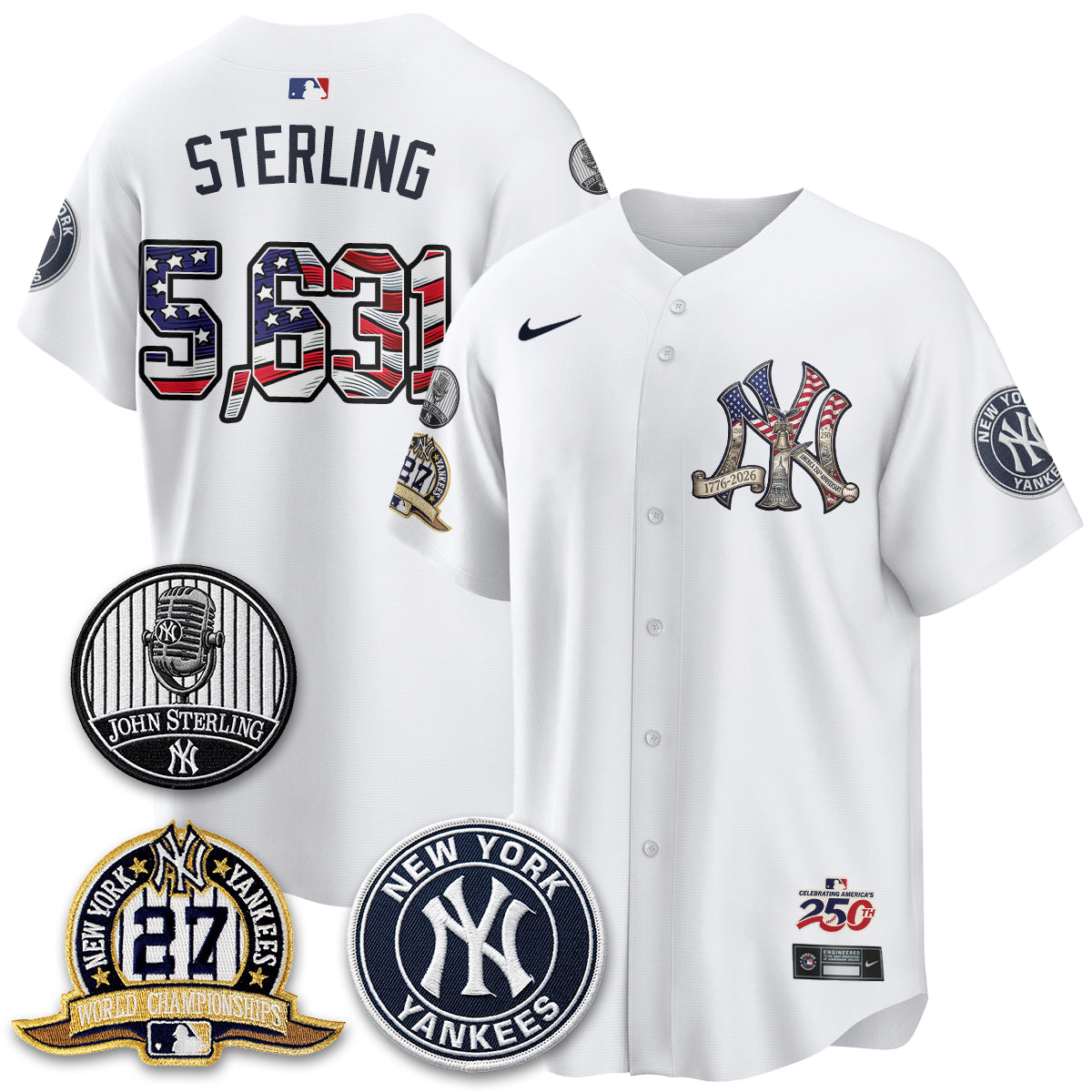 New York Yankees Independence Day USA Vapor Limited Jersey - Stitched