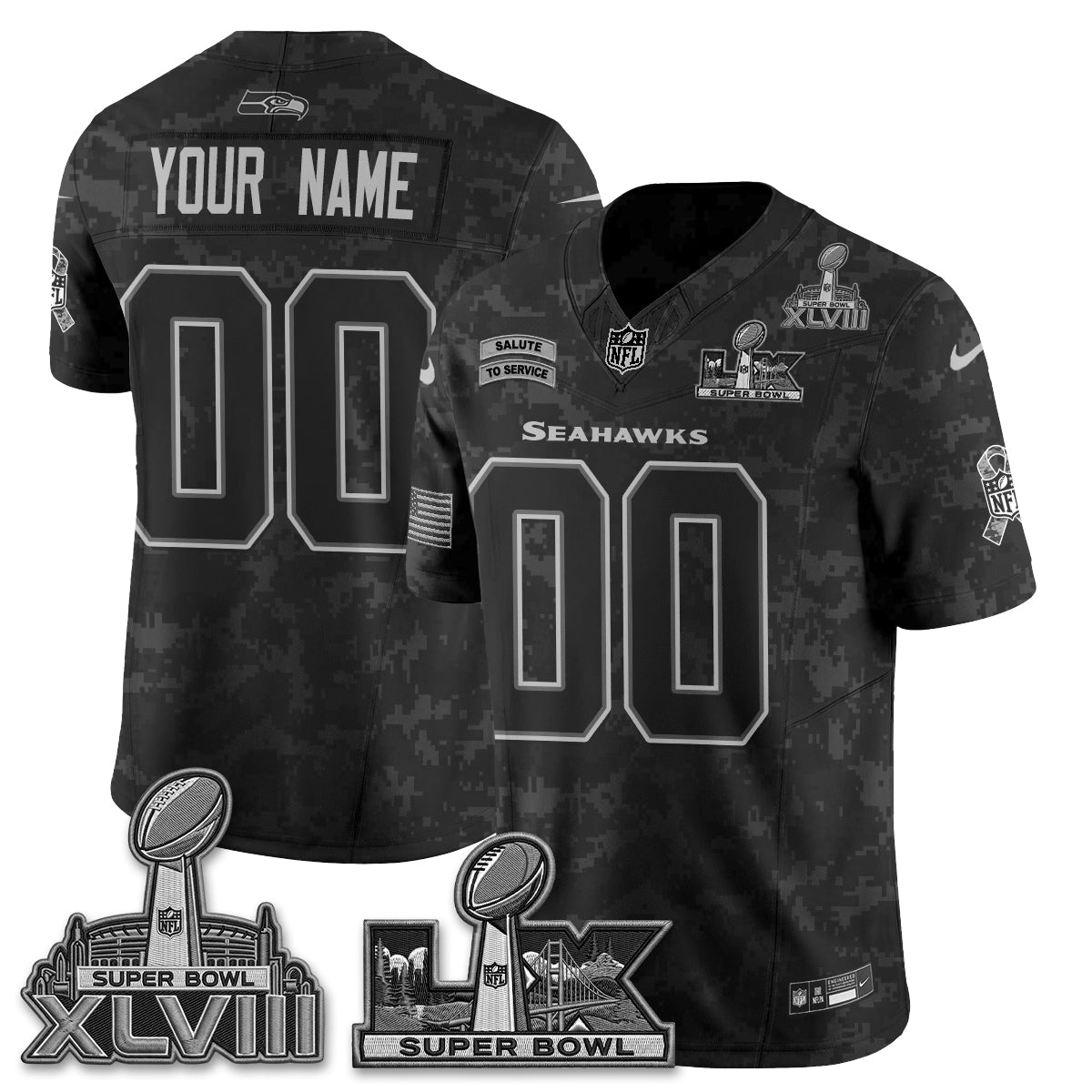 Seattle Seahawks 2026 Salute to Service V2 Vapor Custom Jersey - Stitched