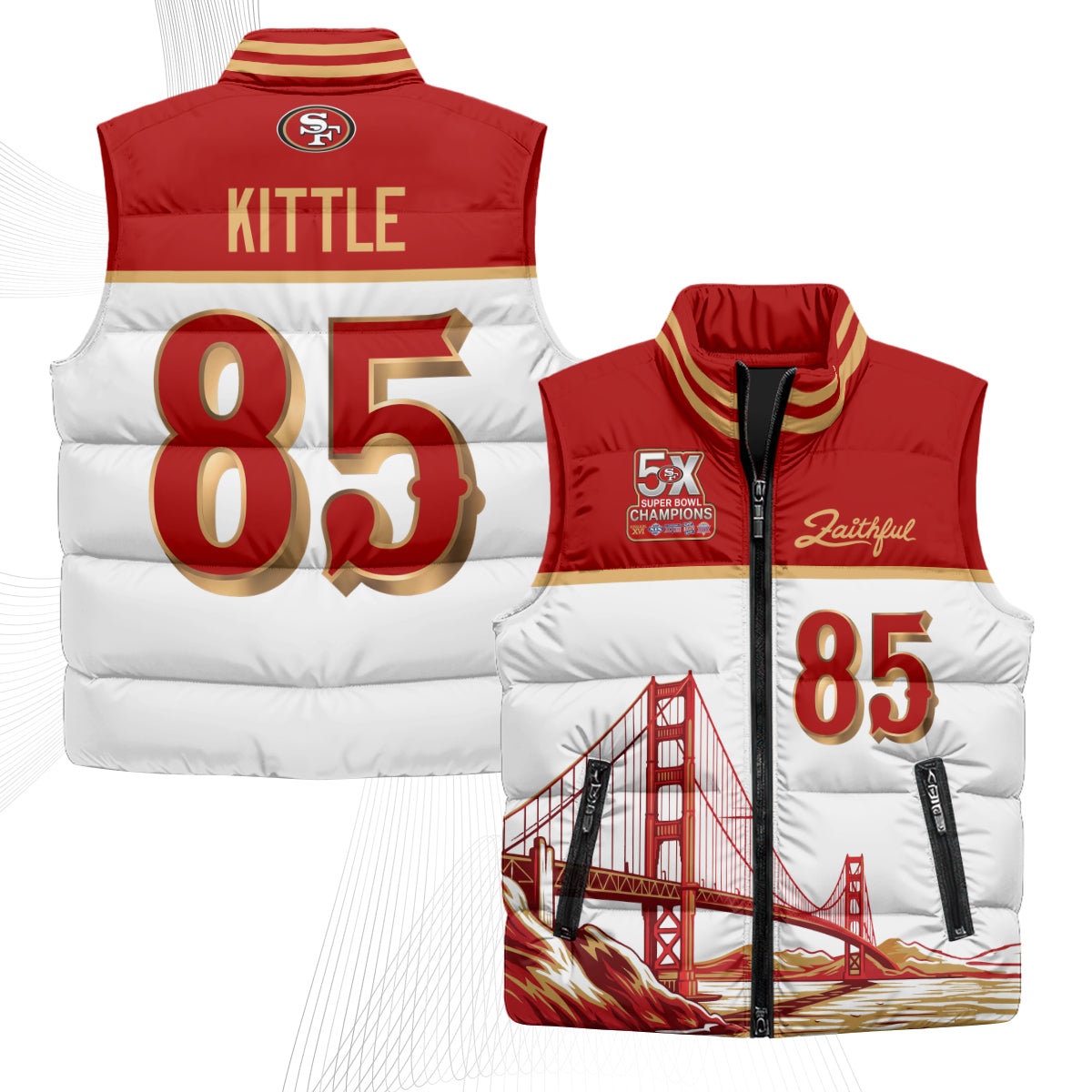 San Francisco 49ers Faithful Puffer Vest - Printed