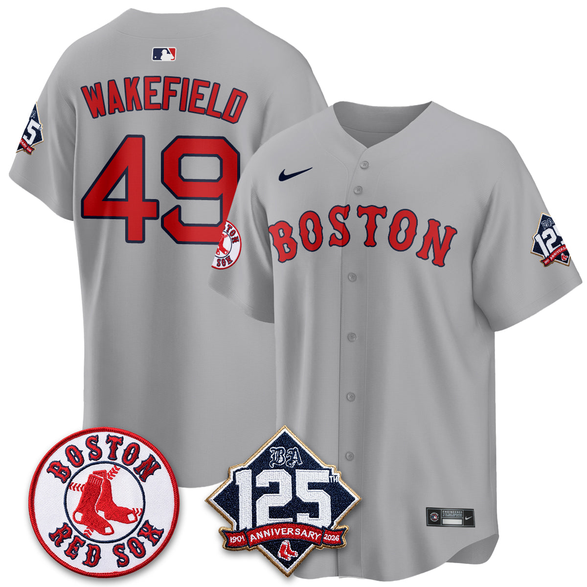 Boston Red Sox 125th Anniversary Patch Vapor Jersey - Stitched