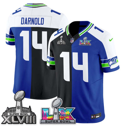 Seattle Seahawks Throwback 2 SB Patches Vapor Jersey - Stitched-NQD