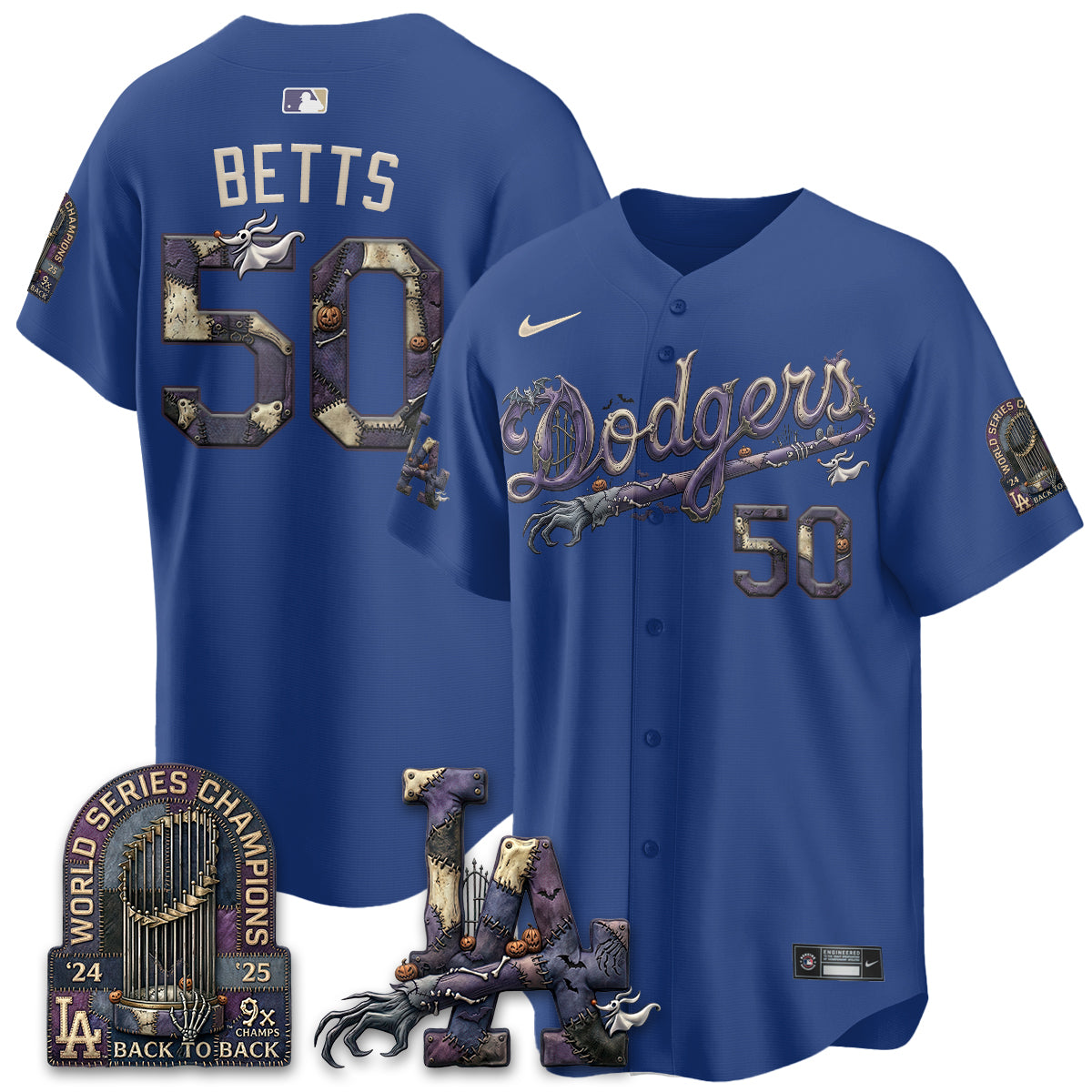Los Angeles Dodgers Nightmare Edition Vapor Jersey - Stitched