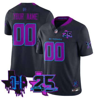 Houston Texans 25th Seasons in 2026 DJ Screw Vapor Custom Limited Jersey - All Stitched