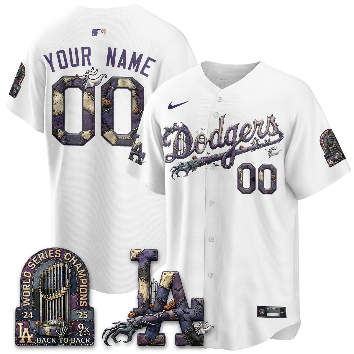 Los Angeles Dodgers Nightmare Edition Vapor Custom Jersey - Printed
